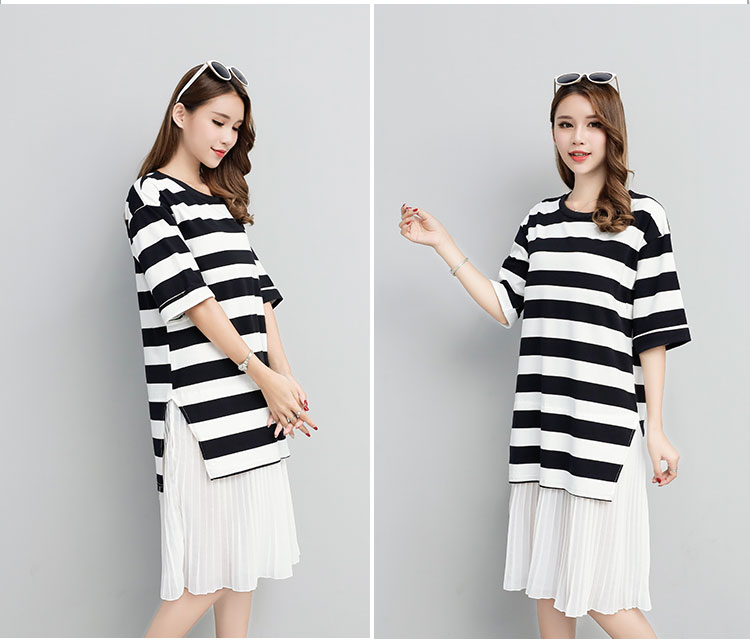 ชุดคลุมท้องเปิดให้นม แขน3ส่วน ผ้าเนื้อนิ่ม ช่วงกระโปรงซ้อนด้วยผ้าชีฟองอัดพรีท สวยมาก M L XL XXL