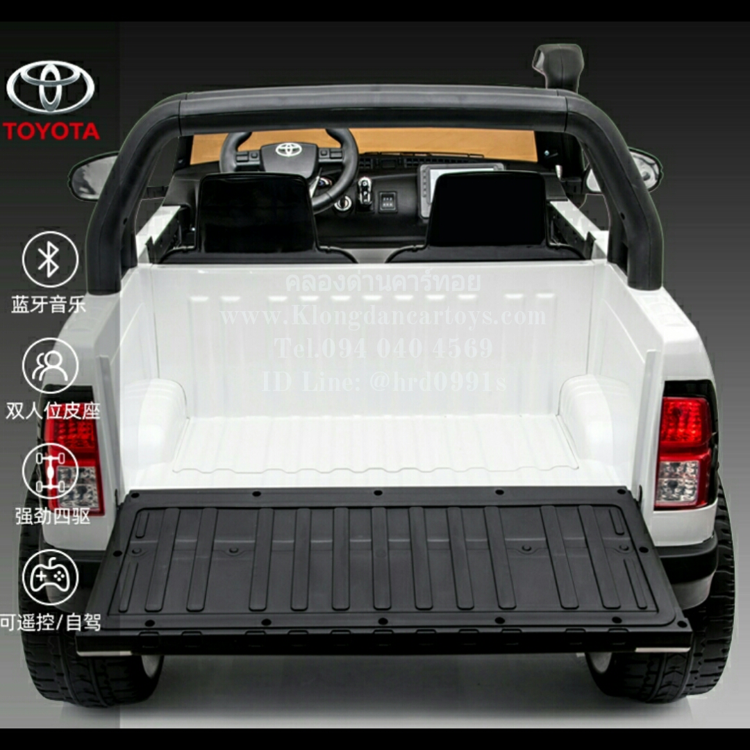 *ลิขสิทธิ์แท้TOYOTA*รถกะบะเด็กแบตเตอรี่2ที่นั่ง*คันใหญ่, พ่วงมาลัยซ้าย* (ออกตัวสมูท, 2มอเตอร์แบต12v10a, มีโช้คนิ่ม, มีรีโมทบูลทูธ, เปิดกระโปรงหน้า ท้ายและประตูได้, มีหูลากจูงรถ)