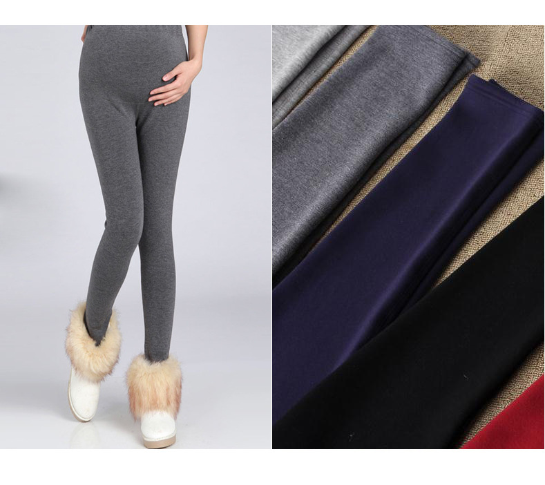 กางเกงเลคกิ้งคนท้อง บุขนกันหนาว เนื้อผ้าแบบพรีเมียม ใส่สบายอุ่นมีสายปรับครรภ์ M ถึง 3XL