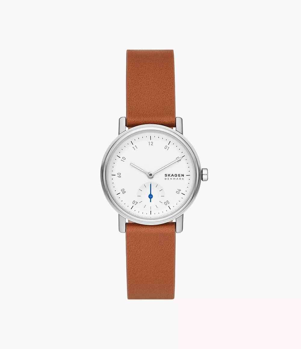 Skagen SKW3103 นาฬิกาผู้หญิง Kuppel Lille Two-Hand Sub-Second Brown Leather Watch