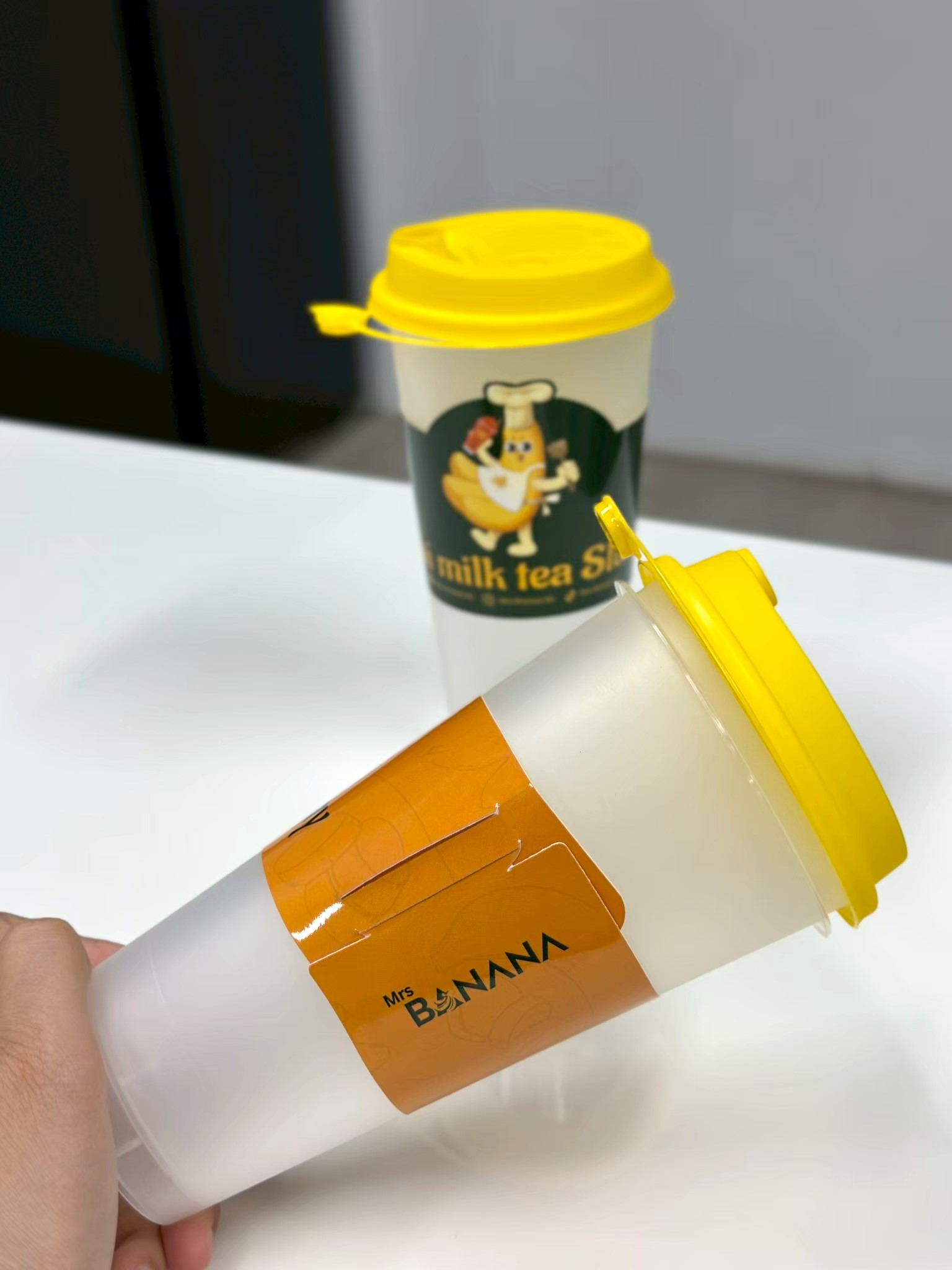 ผลงานปลอกสวมแก้ว พิมพ์โลโก้