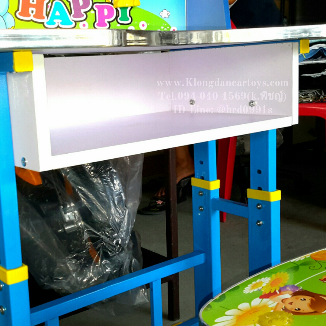 โต๊ะเรียนเด็กการ์ตูน*ระดับได้3ระดับ*(ขาเหล็ก, หน้าไม้อัด, มีนาฬิกา, ที่วางดินสิน, ช่องเก็บของใต้โต๊ะ) งานดีหนาแข็งแรง ใช้ได้ถึงโต