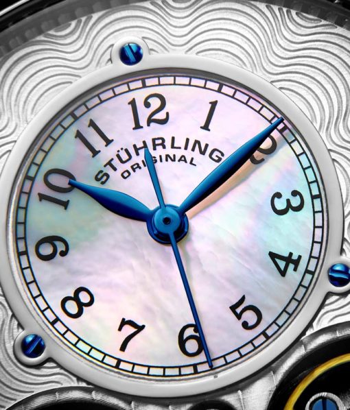 Stuhrling Original 693.01 นาฬิกาผู้ชาย Stuhrling Original รุ่น 693.01, Legacy Skeleton Mother of Pearl Genuine Leather Strap Men's Watch