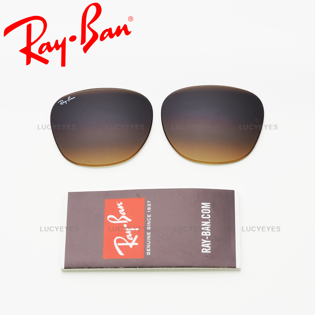 เลนส์ RAYBAN แท้ 100% RB3016F 1256/51, CLUBMASTER เลนส์สีน้ำตาลไล่สี