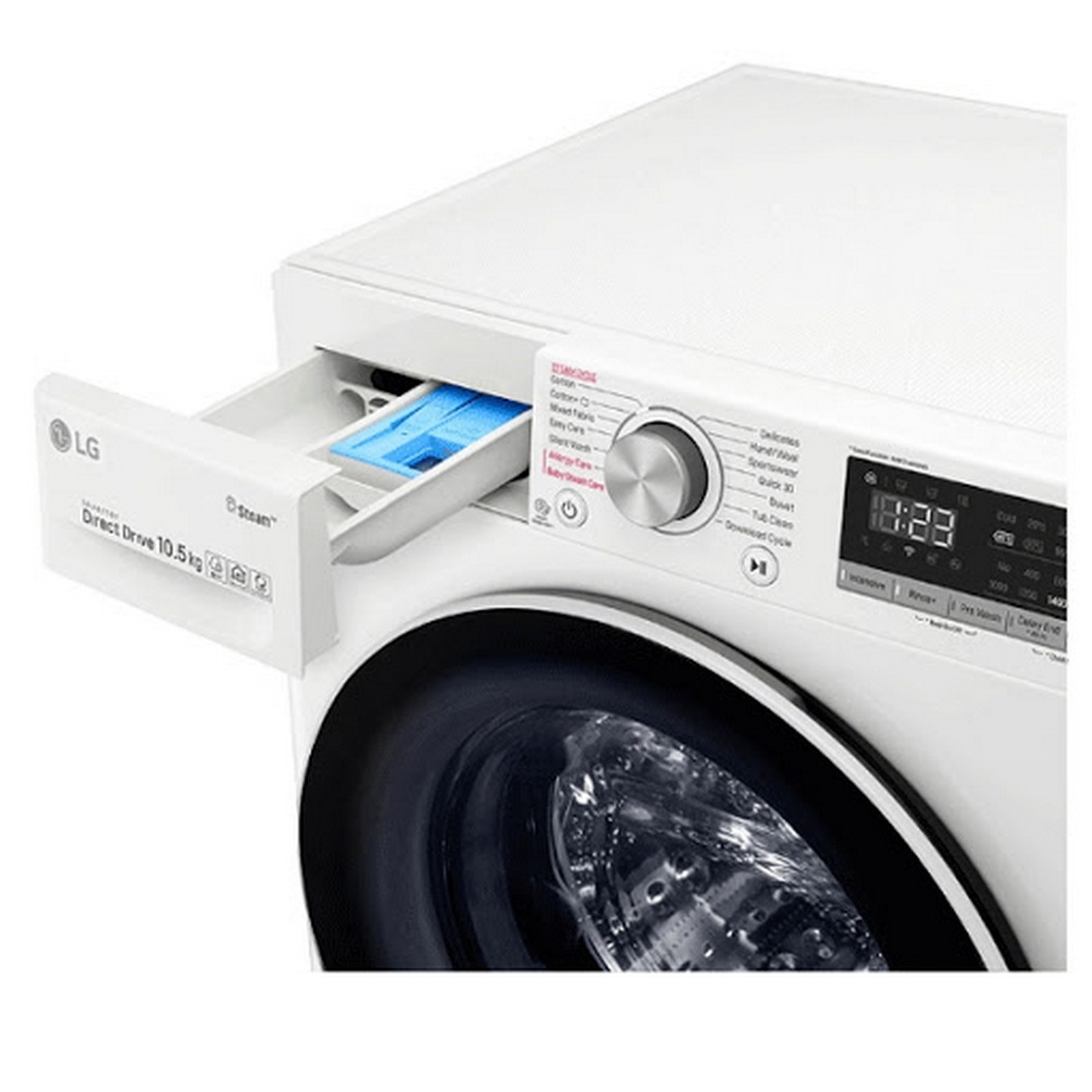 เครื่องซักผ้าฝาหน้า LG 10.5 กก. สีขาว ระบบ AI DD™ พร้อม Smart WI-FI control ควบคุมสั่งงานผ่านสมาร์ทโฟน รุ่น FV1450S4W