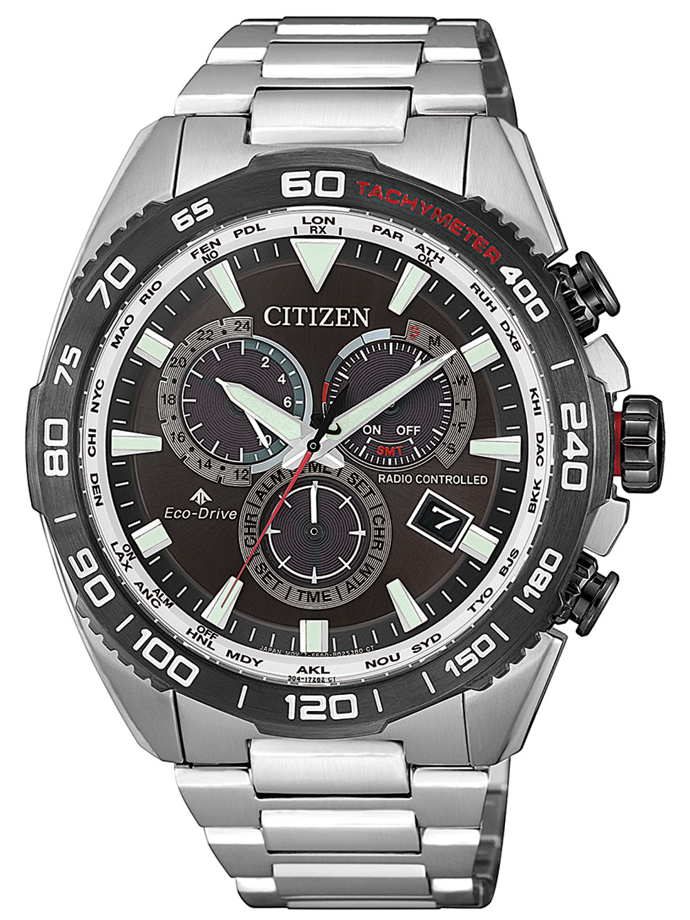 Citizen CB5036-87X นาฬิกาผู้ชาย Eco-Drive Radio Controlled Chronograph Perpetual Men's Watch