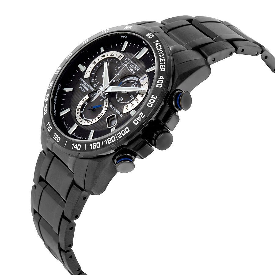 Citizen AT4007-54E นาฬิกาข้อมือผู้ชาย Eco-Drive Radio Controlled AT Chronograph Black Men's Watch