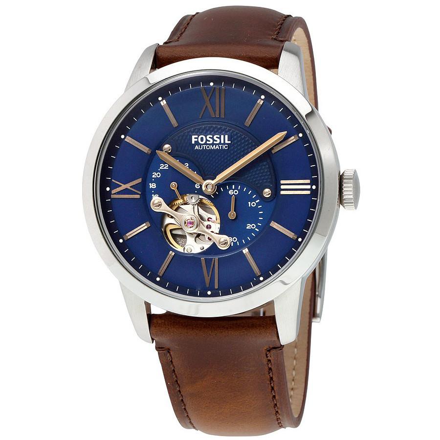 Fossil ME3110 นาฬิกาผู้ชาย Fossil รุ่น ME3110, Townsman Automatic Brown Leather Skeleton Men's Watch