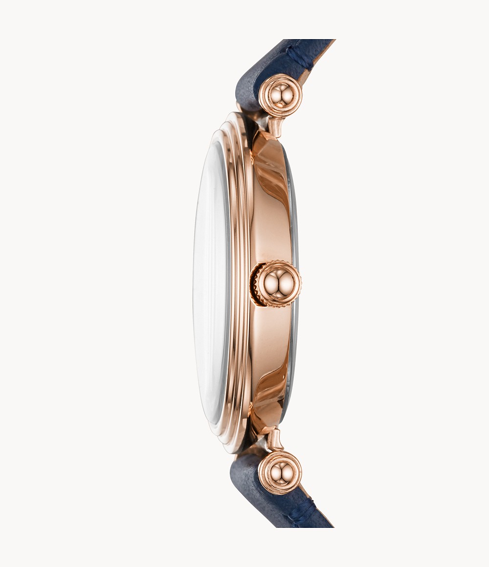 Fossil ES4708 นาฬิกาผู้หญิง Lyric Three-Hand Navy Leather Quartz Women's Watch