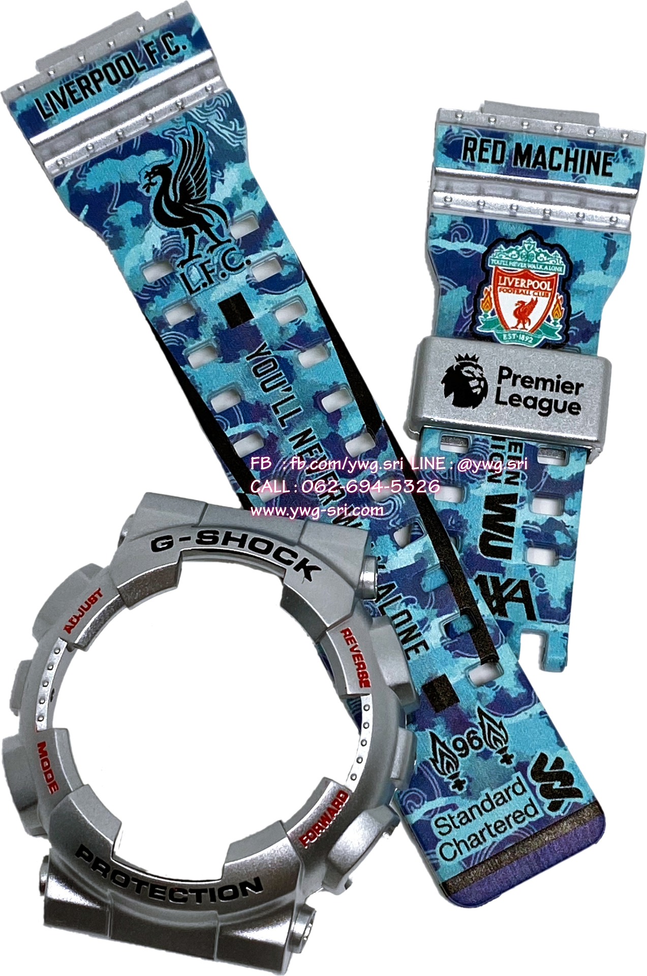 กรอบสาย G-SHOCK สีเทา สกรีนลาย Liverpool ใส่ได้กับรุ่น GA-100 ,GA-110 ,GA-120 ,GA-140 ,GAX-100 ,GD-100 ,GD-120