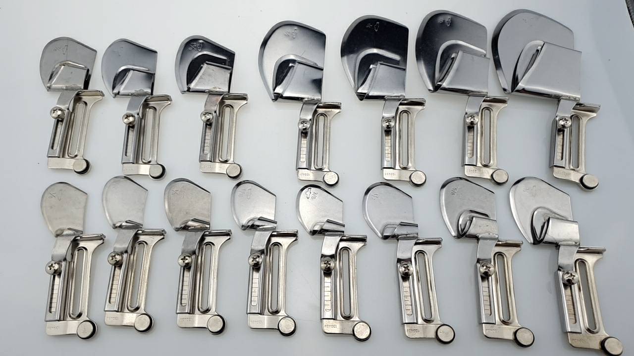 ซองพับชายผ้า แบบอมขอบ ขนาด 1/8 (3.2มิลลิเมตร) ถึง 2 นิ้ว (50 มิลลิเมตร)จักรอุตสาหกรรมเข็มเดี่ยว มีหลายขนาดให้เลือก