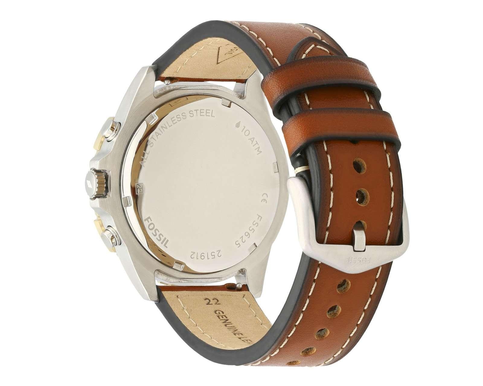 Fossil FS5625 นาฬิกาผู้ชาย Garrett Chronograph Luggage Leather Quartz Men's Watch