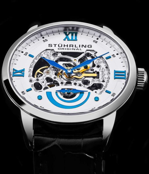 Stuhrling Original 574.01 นาฬิกาผู้ชาย Stuhrling Original รุ่น 574.01, Executive II Stainless Steel Genuine Leather Strap Men's Watch