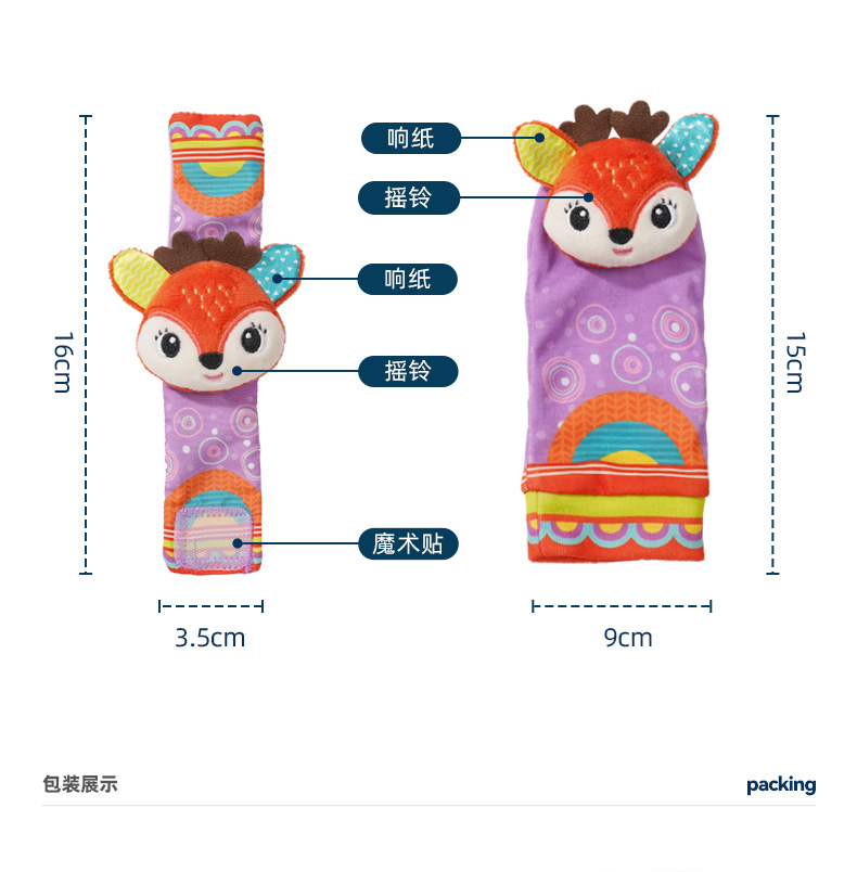 พรีออเดอร์ (Pre-order) Sozzy003 สายรัดข้อมือ+ถุงเท้า ลายสัตวฺน่ารัก ชุด4 ชิ้น