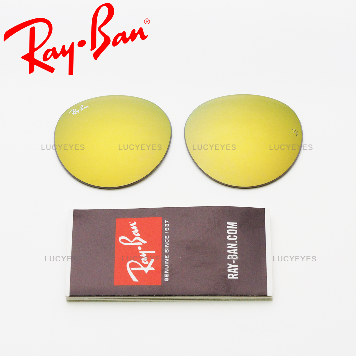 เลนส์ RAYBAN แท้ 100% RB3517 001/93, ROUND FOLDING FLASH LENSES เลนส์สีทอง