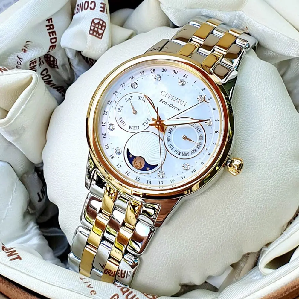 Citizen FD0004-51D นาฬิกาผู้หญิง Eco-Drive Calendrier Moon Phase Women's Watch