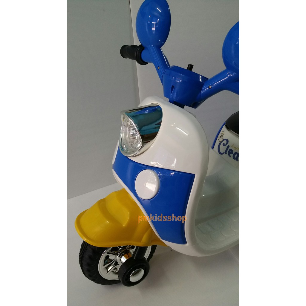 รถแบตเตอรรี่มอเตอร์ไซค์คุณหนู สีฟ้า-ขาว