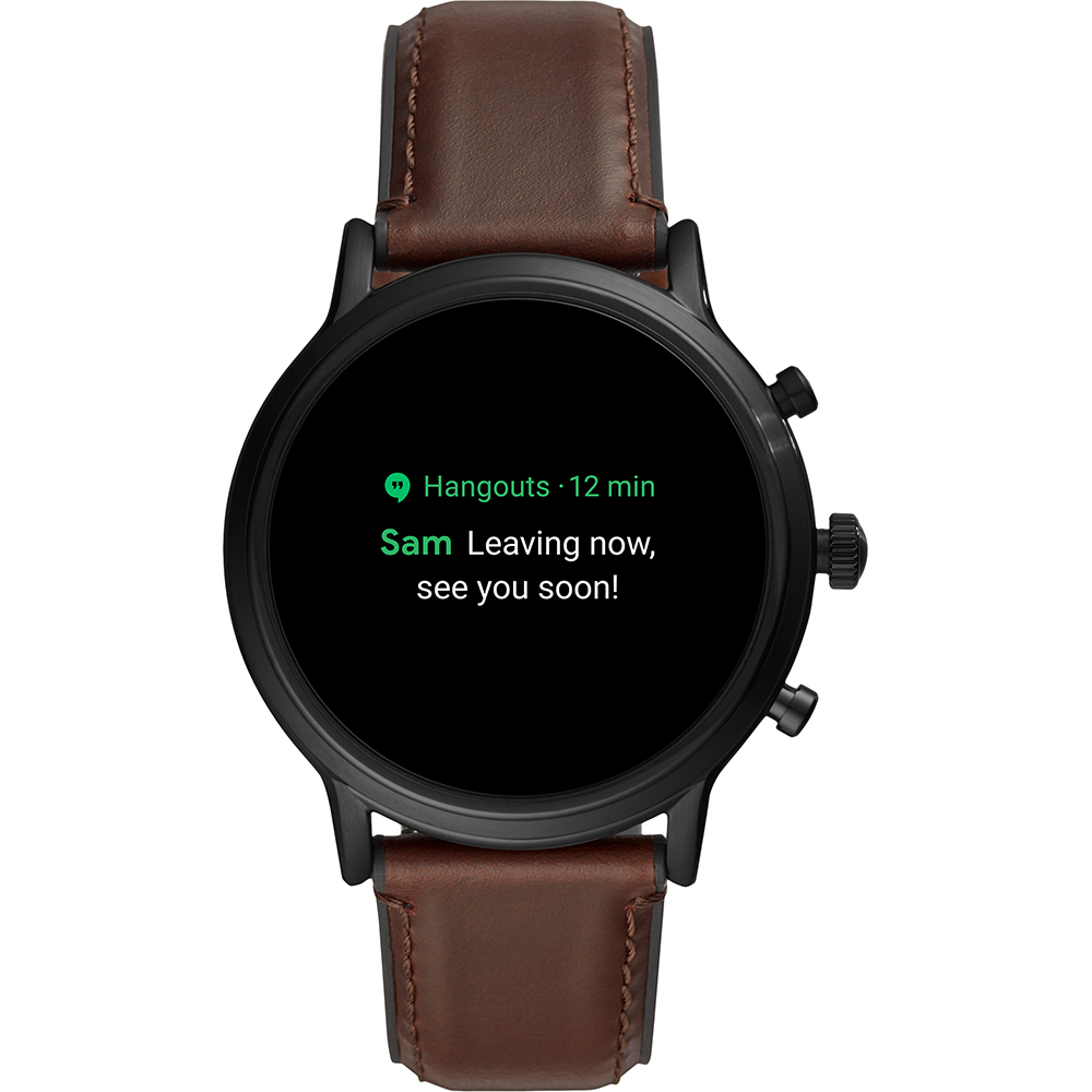 Fossil FTW4026 นาฬิกาผู้ชาย Gen 5 Smartwatch The Carlyle HR Dark Brown Leather Men's Watch