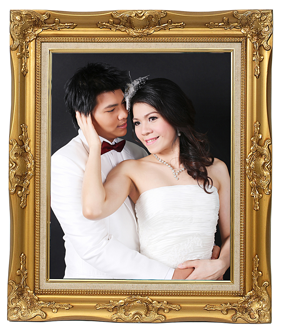 ขยายรูป16x20 นิ้ว เคลือบร้อน+กรอบหลุยส์พ่น สีทอง(ไม้แท้)