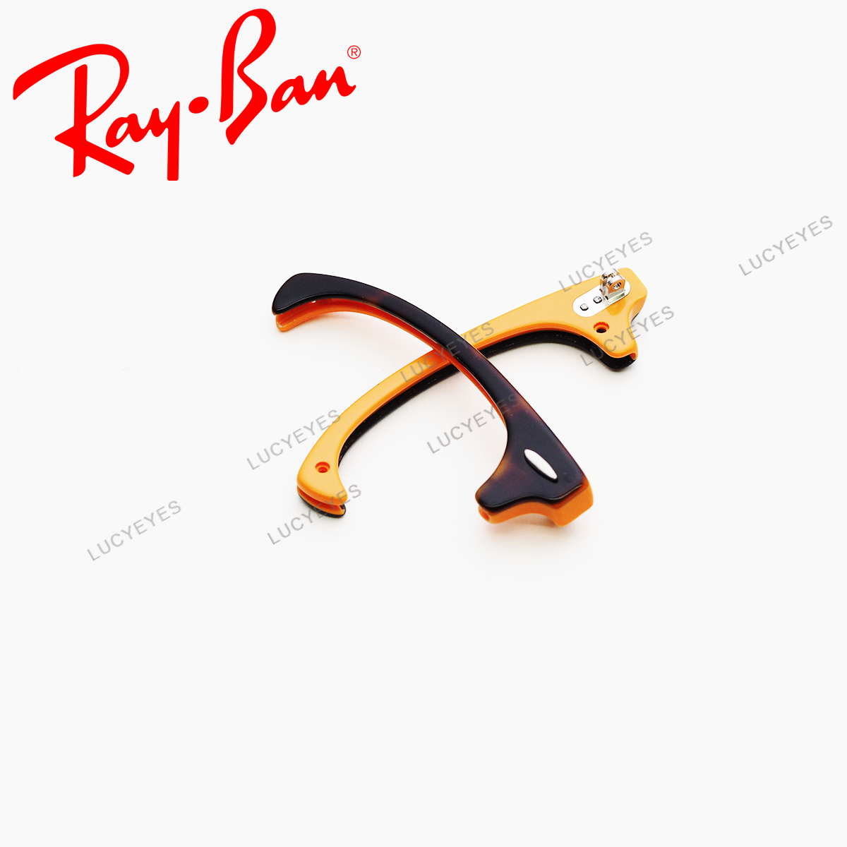 คิ้วสะพานแว่น RAYBAN CLUBMASTER แท้ 100% RB3016 112685 (สีกระ-ส้ม อะไหล่เงิน)