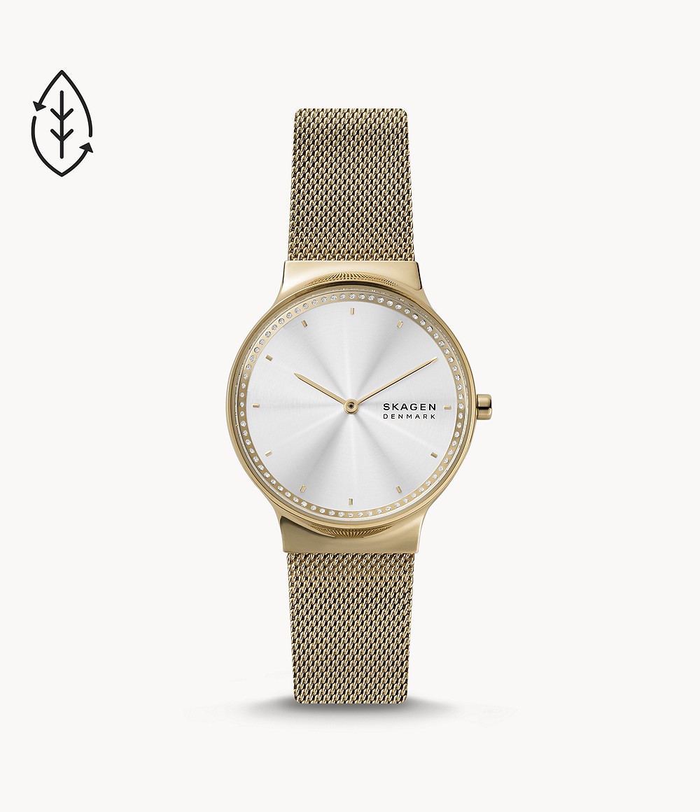 Skagen SKW1148 นาฬิกาผู้หญิง Skagen รุ่น SKW2837, Freja Two-Hand Gold-Tone + Box Set Quartz Women's Watch