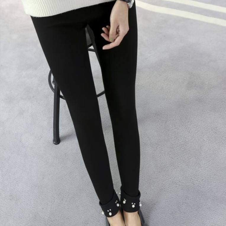 เลคกิ้งคนท้องขายาว ปลายขามี 4 สี ประดับด้วยมุกตุ้งติ้งน่ารักสวยงาม มีสายปรับขนาดครรภ์ M,L,XL