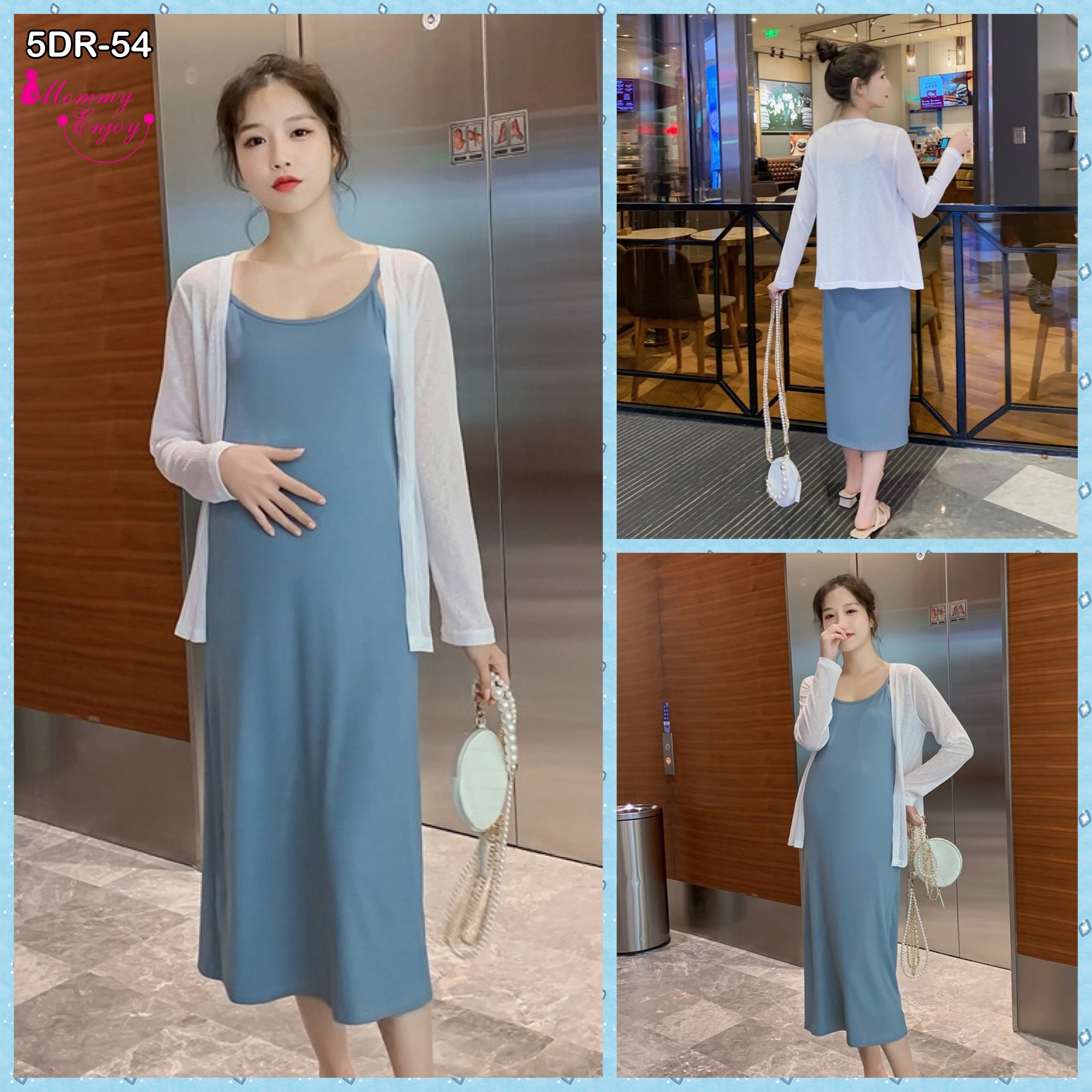 เดรสคลุมท้องแฟชั่นสบายๆ ผ้า Cotton spandex เนื้อนิ่ม ใส่สบายไม่ต้องรีด ผ้านุ่มเย็น มาพร้อมเสื้อคลุม สวยๆ M L XL XXL