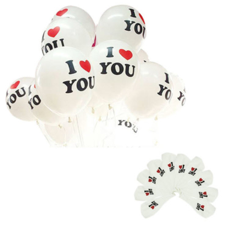 ลูกโป่งยาง I love U ขนาด 12 นิ้ว 10 ใบ สีขาว