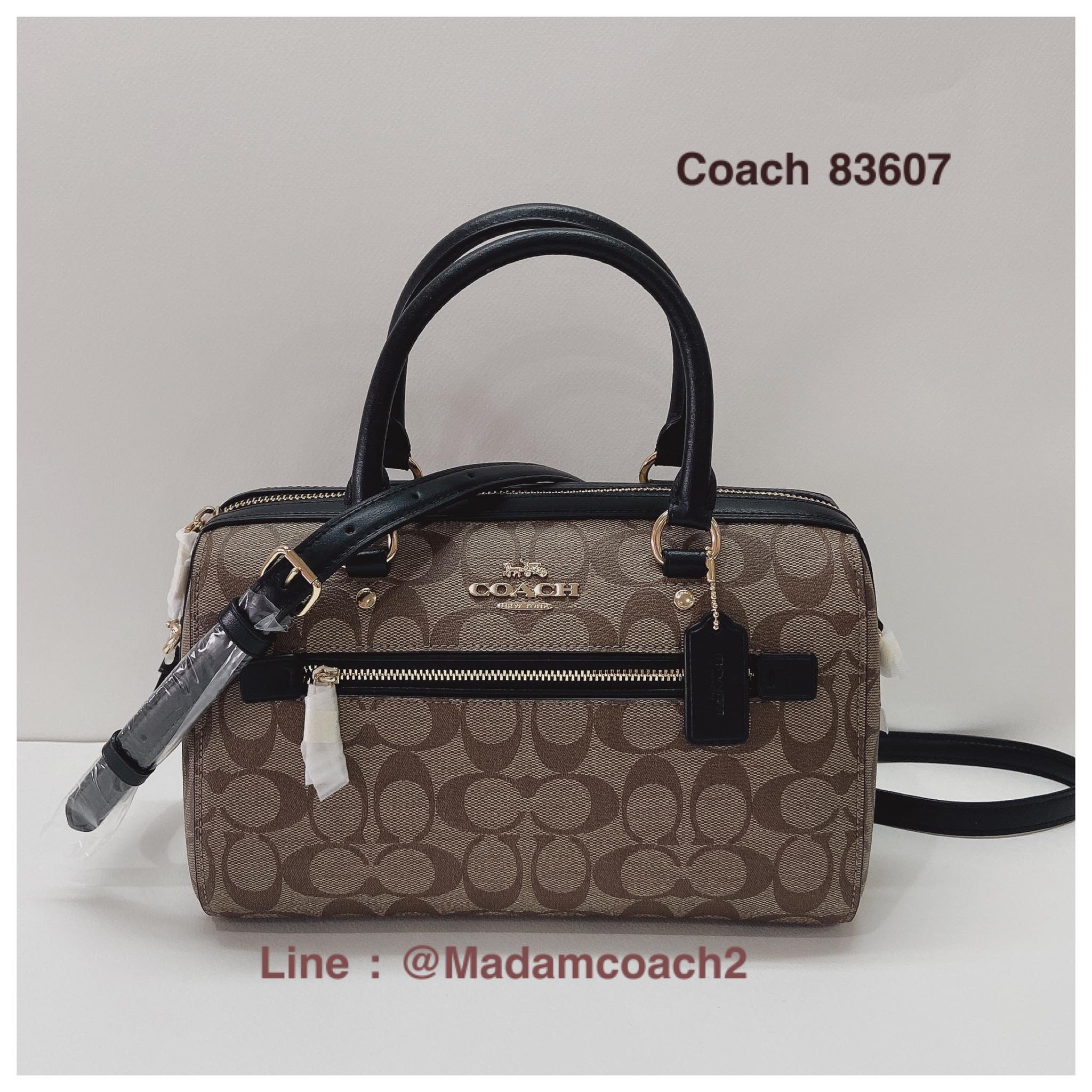 Coach 83607 Rowan Satchel in Signature Canvas Khaki/Black ของแท้