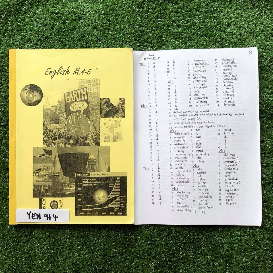 YEN964 [พี่ถ้วย บ้านคำนวณ] ภาษาอังกฤษม.4-5 Vocab/Grammar/Error/Reading/Cloze test แบบฝึกหัดเยอะ ทำไปบ้างแต่น้อย มีเฉลย ขาย650฿