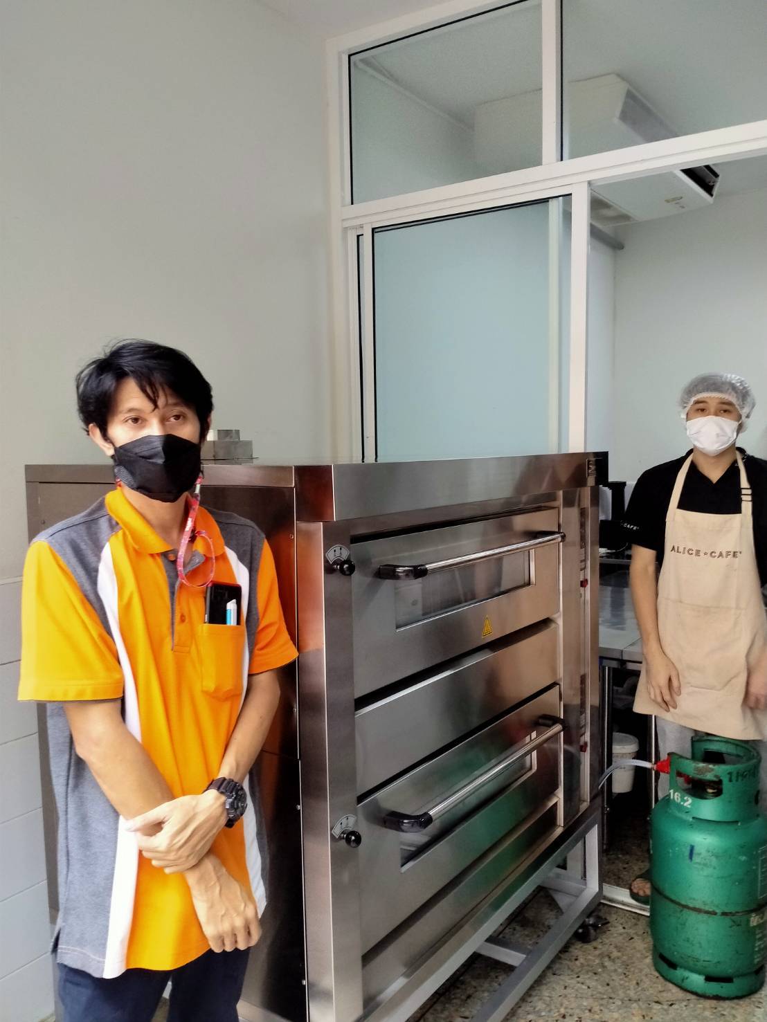 เตาอบแก๊สควบคุมไฟฟ้าสตรีมไอน้ำ 2ชั้น4ถาด ดิจิตอล