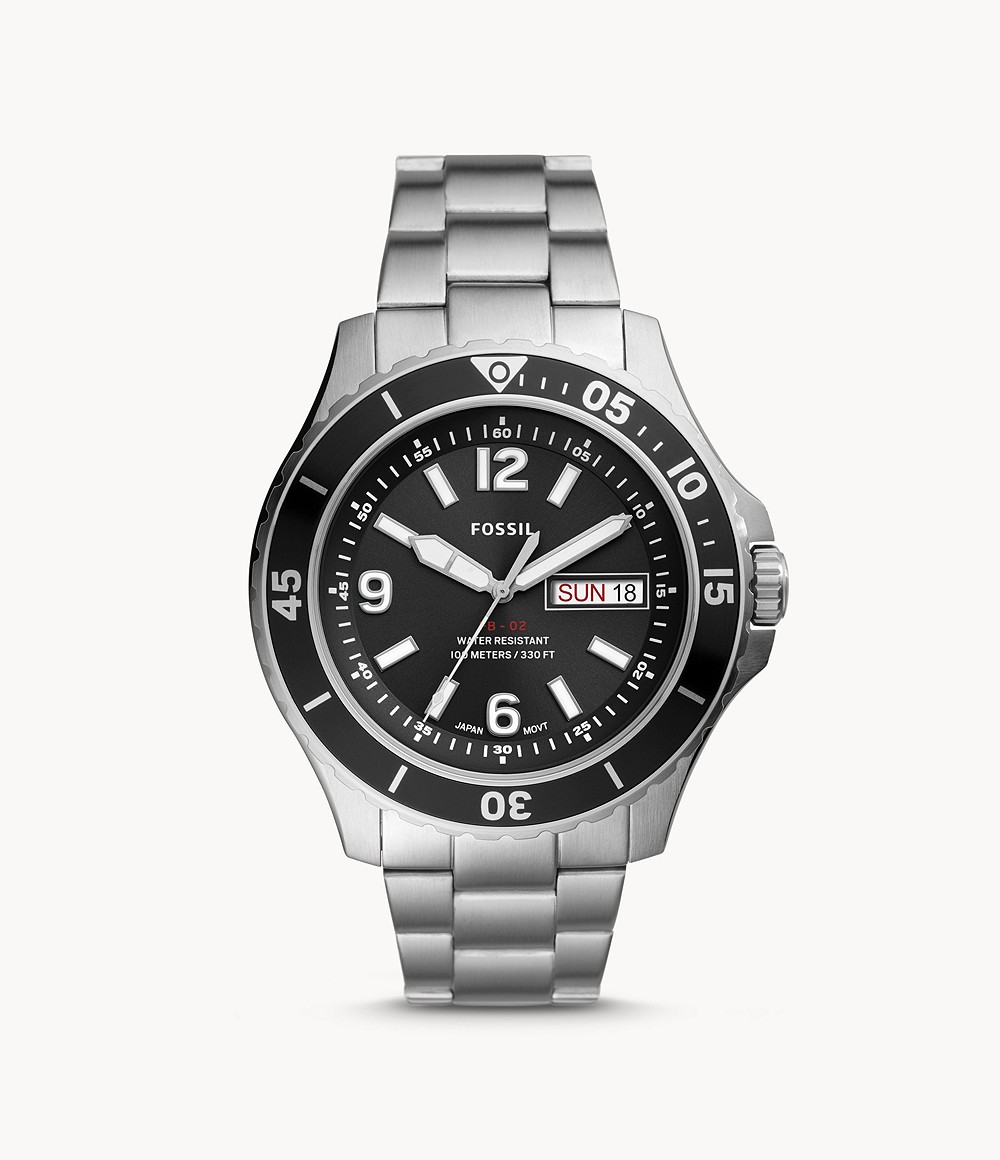 Fossil FS5687 นาฬิกาผู้ชาย FB-02 Three-Hand Date Stainless Steel Quartz Men's Watch