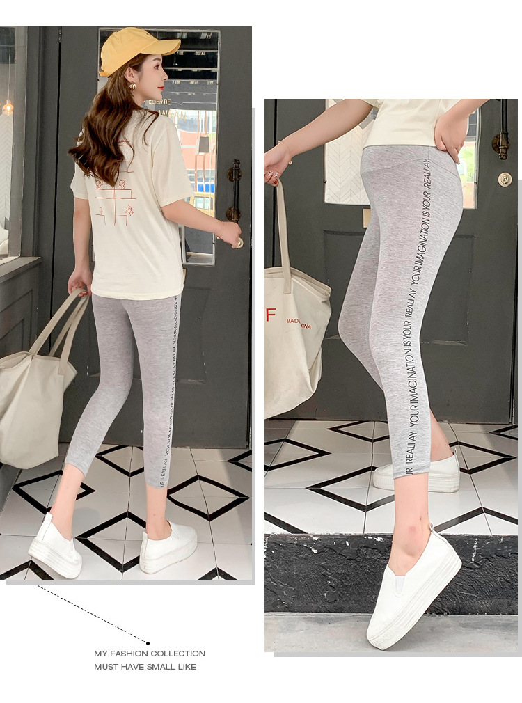 เลคกิ้งคนท้องขายาว ผ้านิ่ม มีแถบลายอักษร ขา4ส่วน ใส่สบาย มีสายปรับขนาดครรภ์ มี3 สี M,L,XL