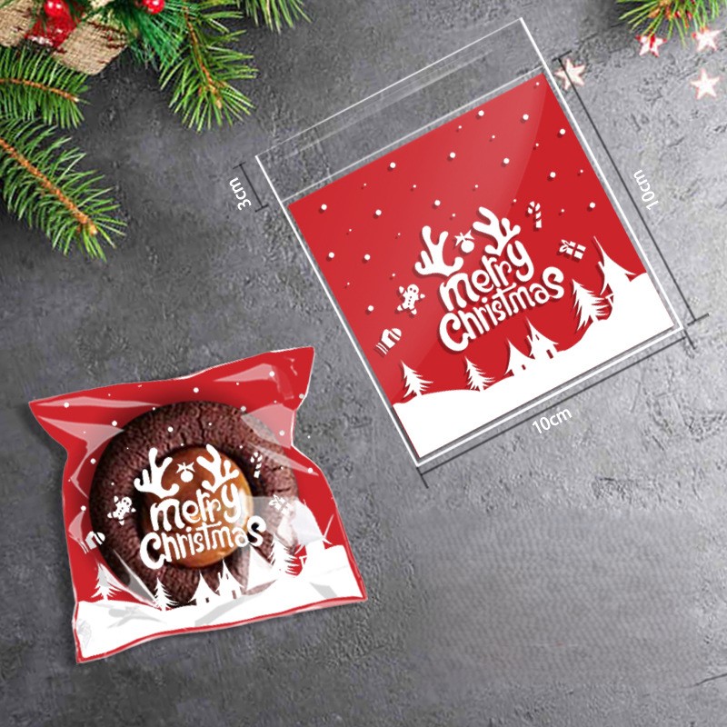 ถุงคุ๊กกี้ ฝากาว ขนาด 10x10 ซม. (95-100 ใบ) ลายฮาโลวีนและคริสต์มาส