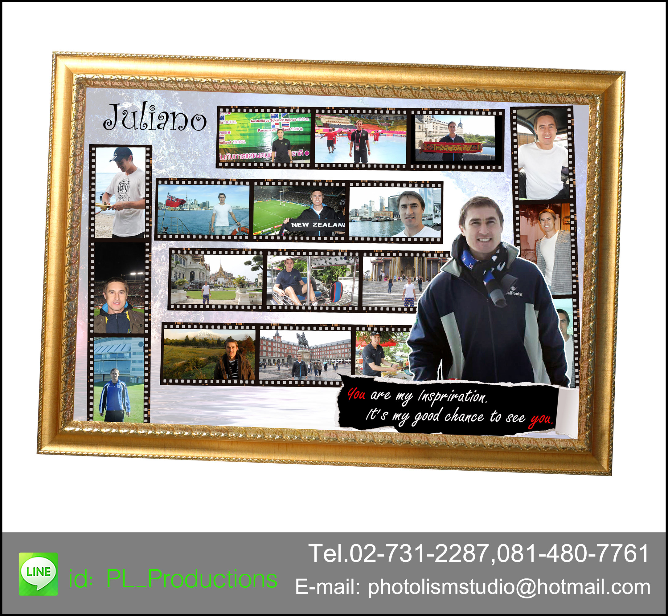 Photo Mix ขนาด 20x30" กรอบไม้ สีทอง เคลือบร้อน