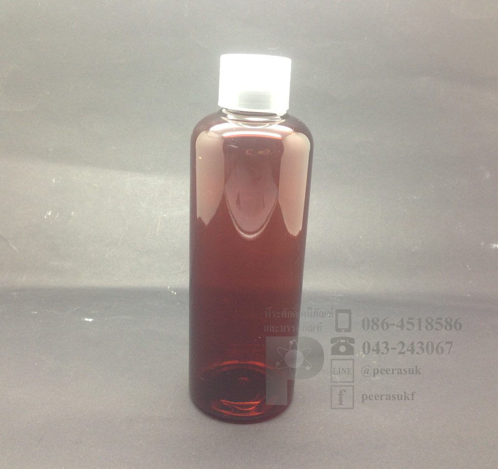 ขวด Li 200 ml สีชา+จุกรู+ฝาเกลียวใส 10 ชิ้น