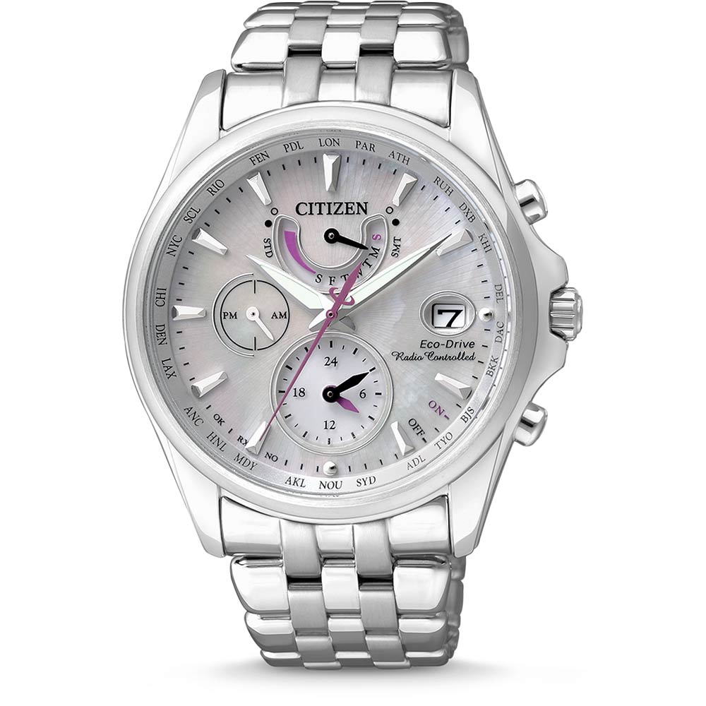Citizen FC0010-55D นาฬิกาข้อมือผู้หญิง Eco-Drive Global Radio Controlled AT World Time Women's Watch
