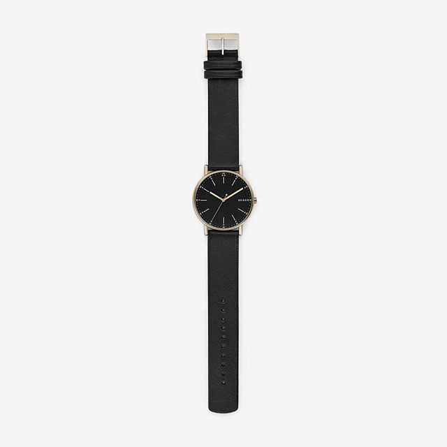 Skagen SKW6401 นาฬิกาผู้ชาย Signatur Black Leather Men's Watch