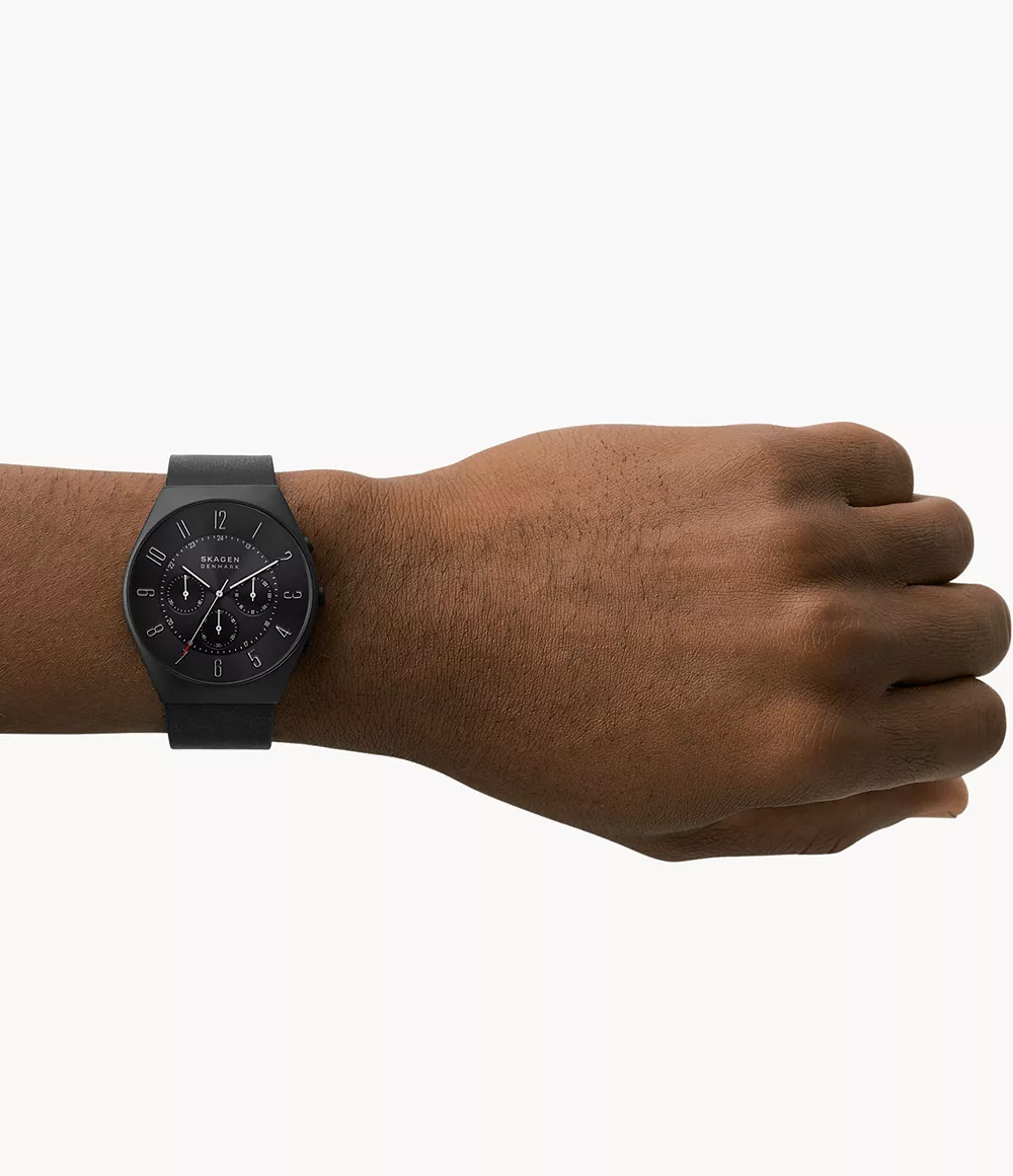 Skagen SKW6843 นาฬิกาผู้ชาย Grenen Chronograph Midnight Leather Men's Watch