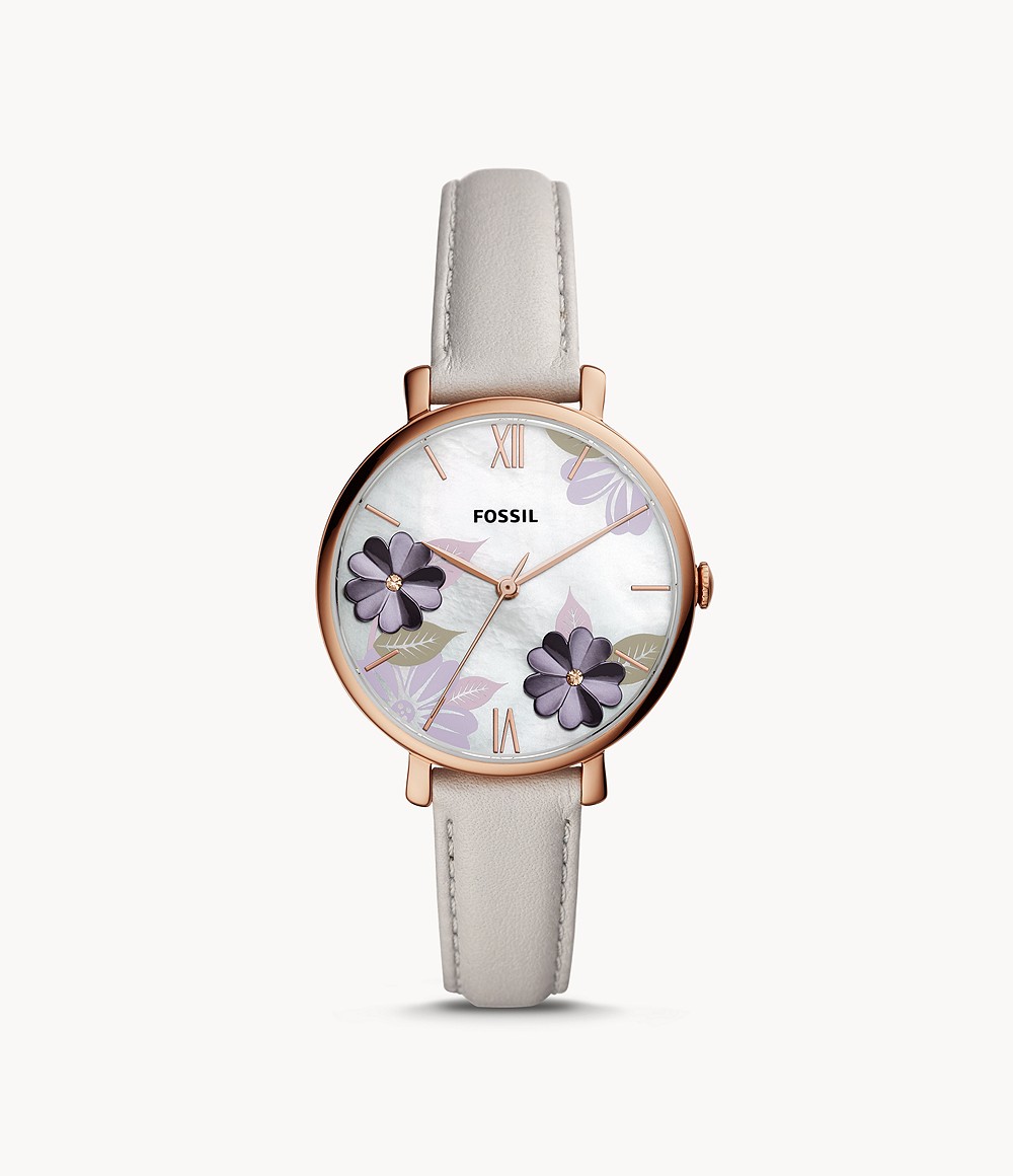 Fossil ES4672 นาฬิกาผู้หญิง Jacqueline Three-Hand Mineral Gray Leather Women's Watch