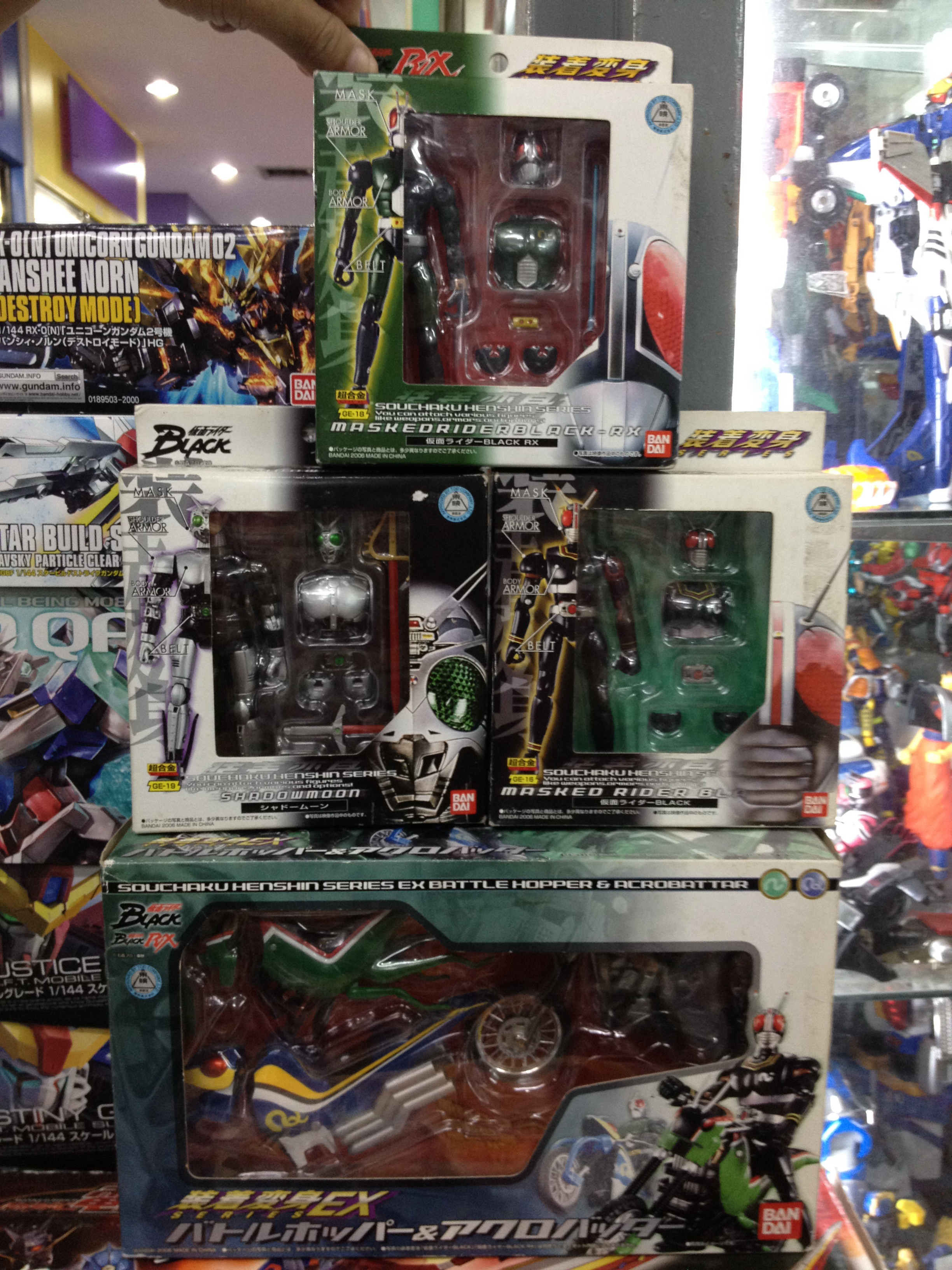 Souchaku Henshin Series EX Battle Hopper & Acrobattar,Black,Black RX and Shadow Moon