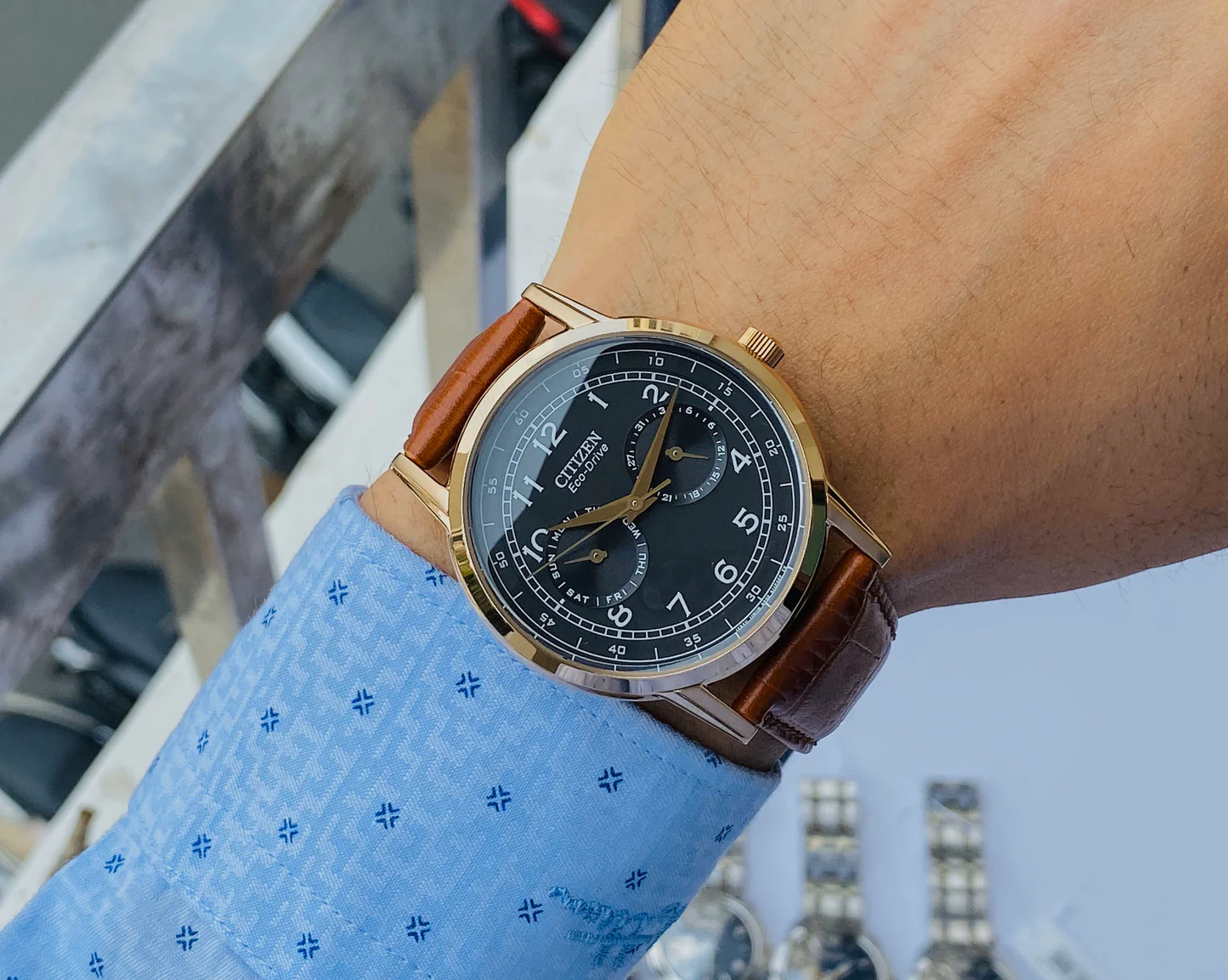 Citizen AO9003-08E นาฬิกาผู้ชาย Eco-Drive Multi-Dial Calendar Men's Watch