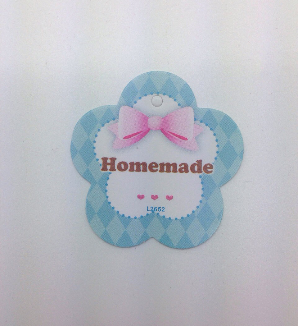 ป้ายtag Homemade ขอบหยักฟ้า แพคละ 100ชิ้น