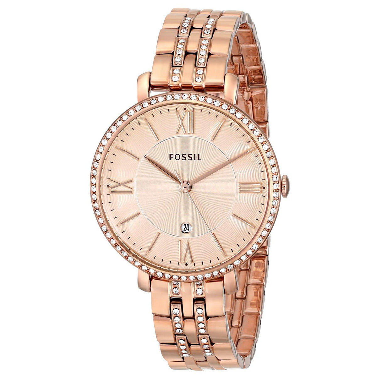 Fossil ES3546 นาฬิกาผู้หญิง Fossil รุ่น ES3546, Jacqueline Rose Gold Crystals Women's Watch