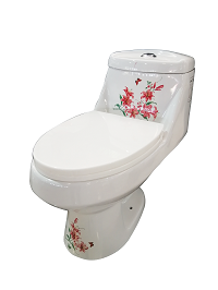 ซักโครกสีขาวเพ้นท์ Chariot #KCH-A-W1101F4 (ลายดอกลิลลี่)