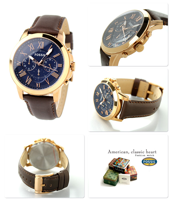 Fossil FS5068 นาฬิกาผู้ชาย Fossil รุ่น FS5068, Grant Chronograph Rose Gold-Tone Men's Watch
