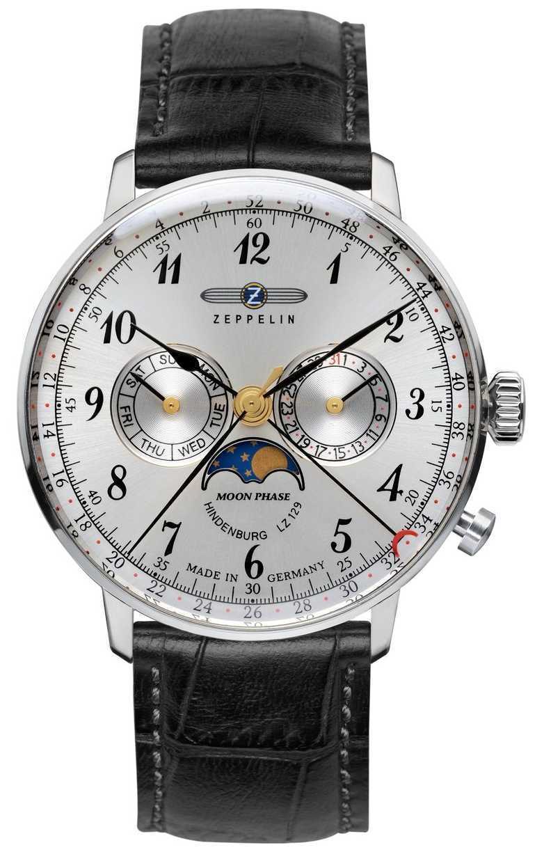 Zeppelin 7036-1 นาฬิกาผู้ชาย Hindenburg Moonphase Men's Watch Made In Germany