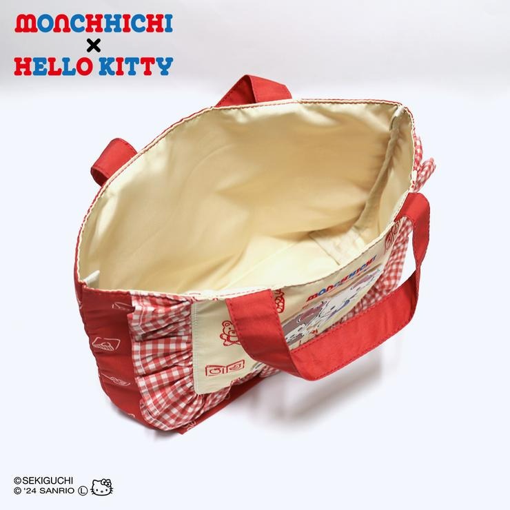 [PRE-ORDER] Monchhichi x Hello Kitty Mini Tote Bag กระเป๋ามินิ ม่อนชิชิ x คิตตี้ ครบรอบ 50 ปี สี Wine Red 101 レディース ミニトートバッグ（サンリオキャラクターズ×モンチッチ）