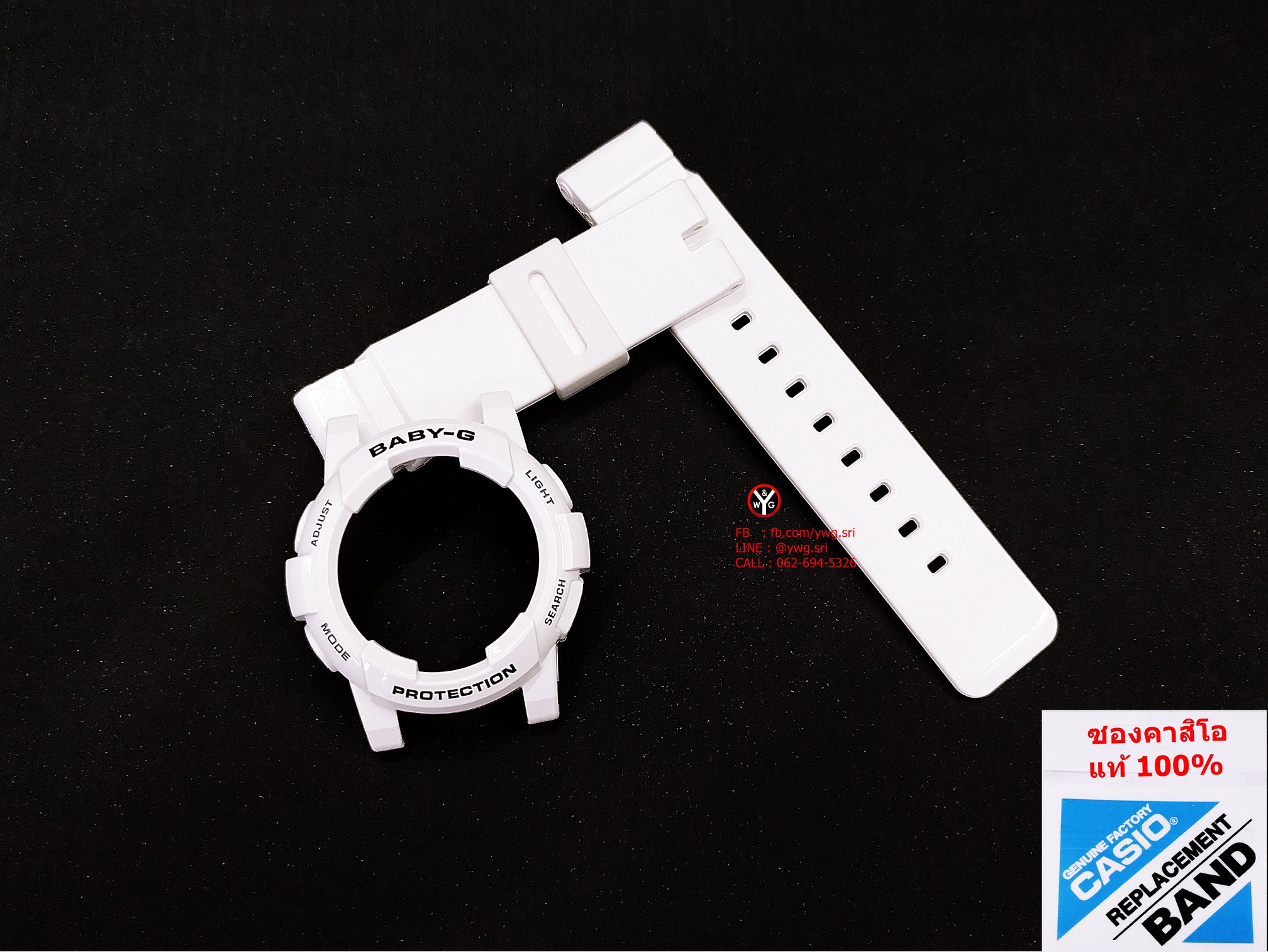 กรอบสาย BABY-G แท้ สีขาวเงาฟร้อนดำ ใส่ได้รับรุ่น BGA-180 ,BGA-185