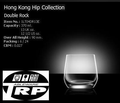 แก้วดับเบิ้ลร็อค,แก้วร็อค,แก้วทรงกลม,แก้วน้ำ,Double Rock,Dring,Honkong Hip,Lucaris,รุ่น 1LT04DR13E,ความจุ 13oz,370ml,Glassware,Thai